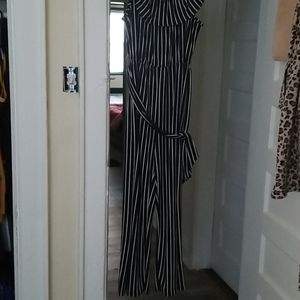 Black and white stripes jumpsuit